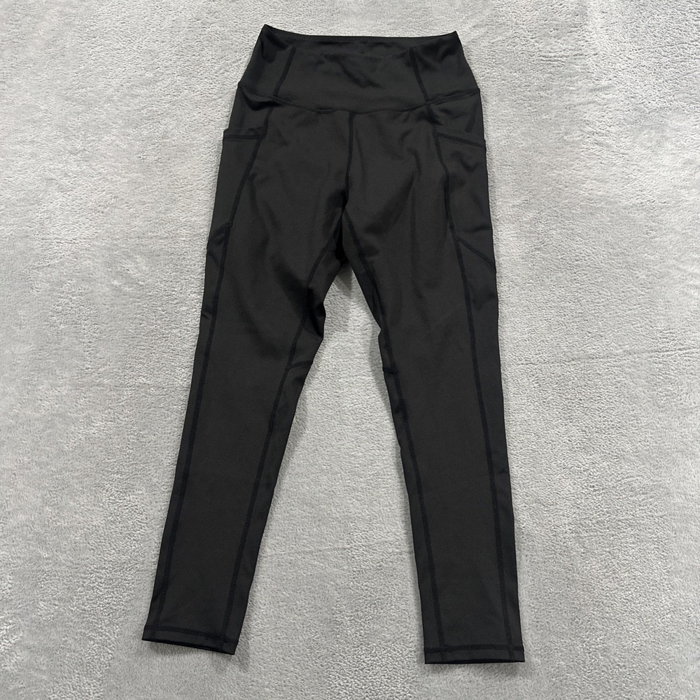 R. Sofia Ankle Leggings Women's M Side Pockets Pilates Gym Black Activewear